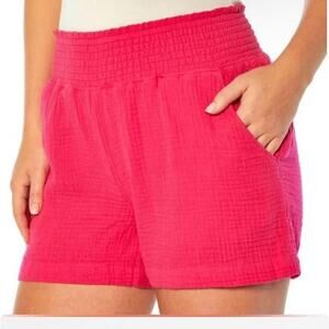 Three Dots Shorts Women's XS Hot Pink Gauze Pull On Athletic Bottoms